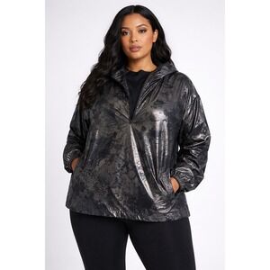 Nike Air Womens 3X Windbreaker Jacket Metallic Foil Print Quarter Zip Hoodie Run